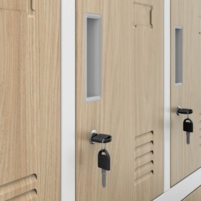 Szafa skrytkowa socjalna BHP biała/dąb sonoma: Eco Design ROBERT, 1360 x 1720 x 450 mm