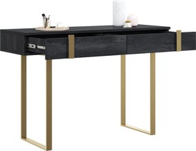 Nowoczesna konsola / toaletka Verica z metalowymi nogami 120 cm - czarny beton / złote nóżki