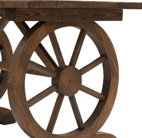 Outsunny Stół Ogrodowy Drewniany Okrągły Odporny na Warunki Atmosferyczne Naturalny 115x60x65cm | Aosom PL