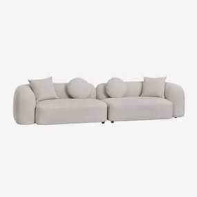 Modułowa Sofa 2-częściowa Z Tkaniny Chenille Coco Gruba Tkanina Szenilowa Biała - Sklum