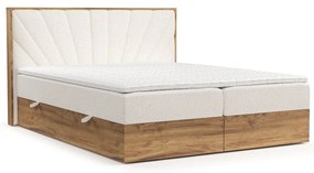 Kremowo-naturalne łóżko boxspring ze schowkiem 140x200 cm Asahi – Maison de Rêve