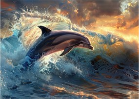 Obraz na szkle - Delfin, ilustracje (70x50 cm)