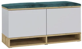 Szafka na buty z siedziskiem DUBAI biała/dąb craft/zielona MEBLOWA 1