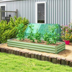 Outsunny Podwyższone Grządki Ogrodowe z Stali, Otwarte Dno, Łatwy Montaż, 241 dł. x 90,5 szer. x 30 wys. cm, Zielony