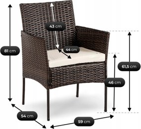 Zestaw Mebli Ogrodowych MISSISIPI Brązowy/Beżowy Sofa Krzesła Stolik Tarasowy Technorattan Nowoczesne