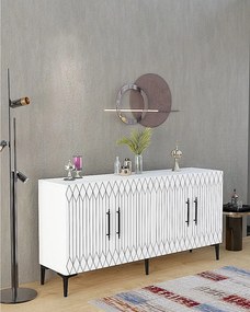 Komoda – 150 cm x 75 cm x 35 cm – Biała – Płyta wiórowa