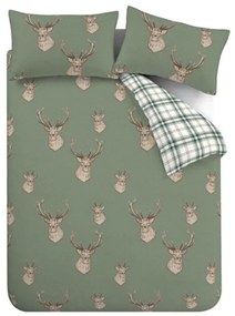 Zielona pościel dwuosobowa 230x220 cm Stag Check – Catherine Lansfield