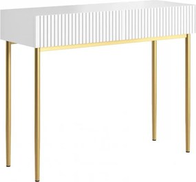 Toaletka Nicole 100 cm z szufladami - biały mat / złote nóżki