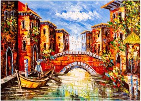 Obraz na szkle - Obraz olejny przedstawiający miasto III. (70x50 cm)
