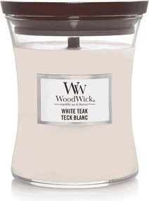 Świeca zapachowa klepsydra, White Teak, biały 275 gr