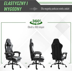 Vinsetto Ergonomiczne krzesło gamingowe z podnóżkiem krzesło biurowe do biurka czarne | Aosom PL