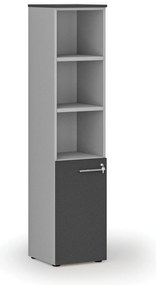 Szafa biurowa kombinowana PRIMO GRAY, drzwi na 2 poziomach, 400 x 420 x 1781 mm, szary/grafit