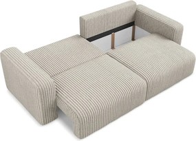 Beżowa sztruksowa rozkładana/ze schowkiem sofa 252 cm Kona – Makamii