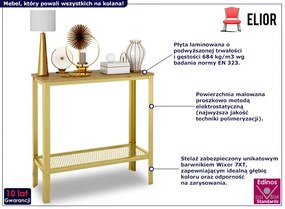 Minimalistyczna konsola z półką złoty + dąb artisan - Erid 3X