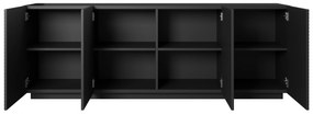 Komoda Asha 200 cm z ryflowanym frontem - czarny mat