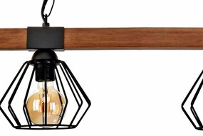 Lampa, podwójna, loft, czarna, drewno wisząca ULF BLACK/WOOD 2xE27