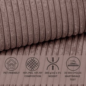 Fioletowy sztruksowy rozkładany/ze schowkiem narożnik (prawostronny/w kształcie litery L) Tonga – Maison de Rêve