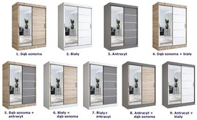 Dwudrzwiowa szafa przesuwna antracyt + biały 150 cm - Ebia 4X