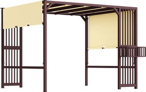 Outsunny pergola ogrodowa 3x25m z regulowanym daszkiem ochrona UV30+ stabilny pawilon na taras i ogród ciemnobrązowy | Aosom PL