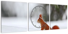 Obraz wiewiórki (z zegarem) (90x30 cm)