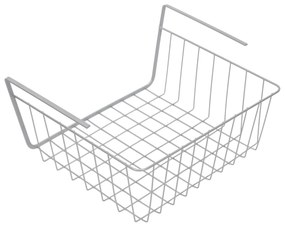Koszyk podwieszany na owoce, metalowy, jasnoszary, 30 x 25,5 x 14 cm