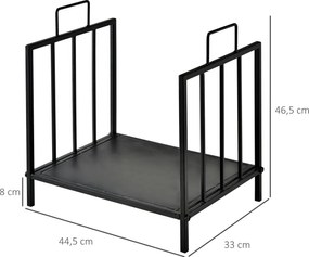 Outsunny Stojak na drewno kominkowe 44,5×33×46,5 cm — czarny, z uchwytami