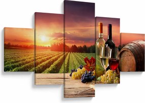 Obraz winnicy z winem (125x70 cm)