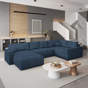 Masseno Narożnik VELAMI z funkcją spania i pojemnikiem na pościel Narozniki U, Rozkładana sofa - Niebieski, POSO 05