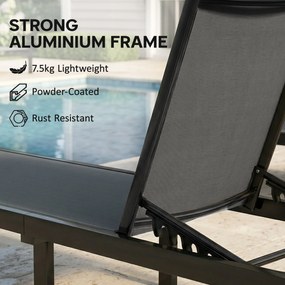 Outsunny Leżak Oddychający z 6-stopniową Regulacją Oparcia, Kółkami, Aluminiową Ramą | Aosom PL