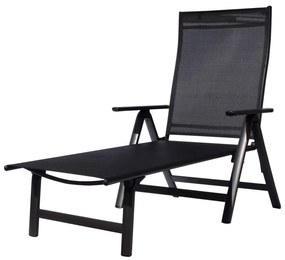 Czarno-ciemnoszary metalowy składany leżak ogrodowy London – Sun Garden