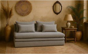 Sofa z funkcją spania i pojemnikiem NELIA, tkanina Poso, Jasnoszary