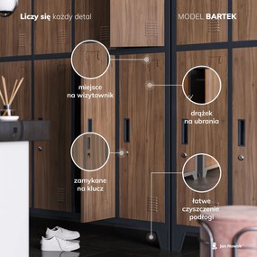Metalowa szatnia 10-skrytkowa Bartek 136x45x172 cm antracyt/czerwony