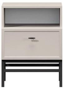 Szafka nocna Lorini z szufladą 45 cm - kaszmir / czarny uchwyt T-bar / stelaż