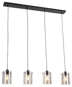 Designerska lampa wisząca czarna z dymionym szkłem 4 światła - DomeDesignerski Oswietlenie wewnetrzne