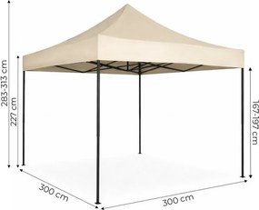 Pawilon ogrodowy, eventowy FG3, 3x3 m automatyczny - namiot z regulacją wysokości, beżowy
