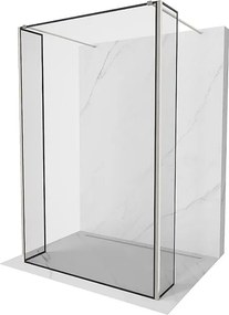 Mexen Kioto ścianka prysznicowa wolnostojąca 110 x 30 x 30 cm, czarna ramka, nikiel szczotkowany - 800-110-030-222-97-70-030