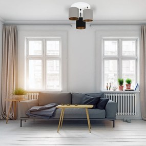 Lampa sufitowa biała trzypunktowa z szaro-czarnymi abażurami C-3030WE-