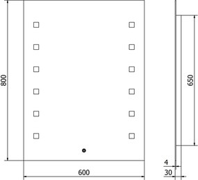 Mexen Ner lustro łazienkowe podświetlane 60 x 80 cm, LED 6000K, antypara - 9809-060-080-611-00