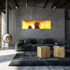 Obraz - Budda z czerwonym i żółtym tłem (170x50 cm)