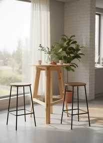 Składany okrągły stolik z drewna jodłowego S9-F57