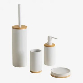 Zestaw Łazienkowy Z Bambusa Elvan Biała - Sklum