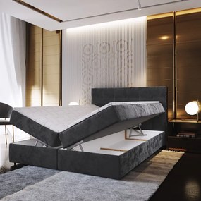 Promocja Łóżko tapicerowane boxspring GLORIEN VELVET 160x200 cm ciemnozielone II gatunek