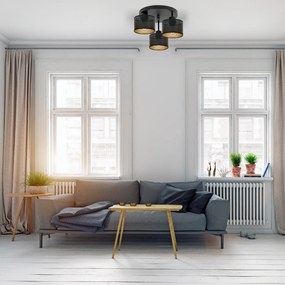 Lampa sufitowa czarna trzypunktowa z czarnymi abażurami B-3030SC-SC E2