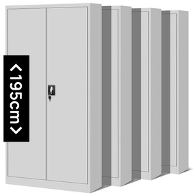 Zestaw 4x biurowa szafa metalowa na akta JAN H, 900 x 1950 x 400 mm, szara