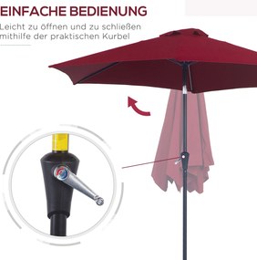 Outsunny Parasol Przegubowy Ogrodowy z Korbką Ręczną Czarny Ø2,7x2,35m | Aosom PL