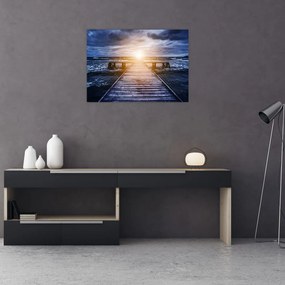 Obraz na szkle molo ze słońcem (70x50 cm)
