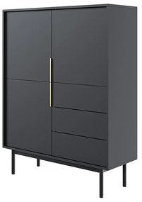 Komoda wysoka 3-drzwiowa z 2 szufladami – Czarny – DABRIANA