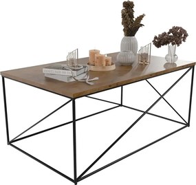 Prostokątny stolik kawowy w stylu loft czarny + dąb lancelot R7-H50