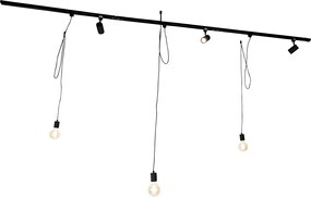 Inteligentny system szynowy czarny 3 reflektory i lampa wisząca 1-fazowa - Cavalux Jeana