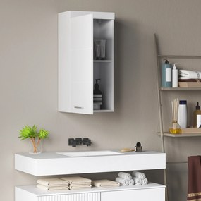 HOMCOM Szafka Łazienkowa Dwupoziomowa, montowana na ścianie, Płyta wiórowa, MDF, Biały